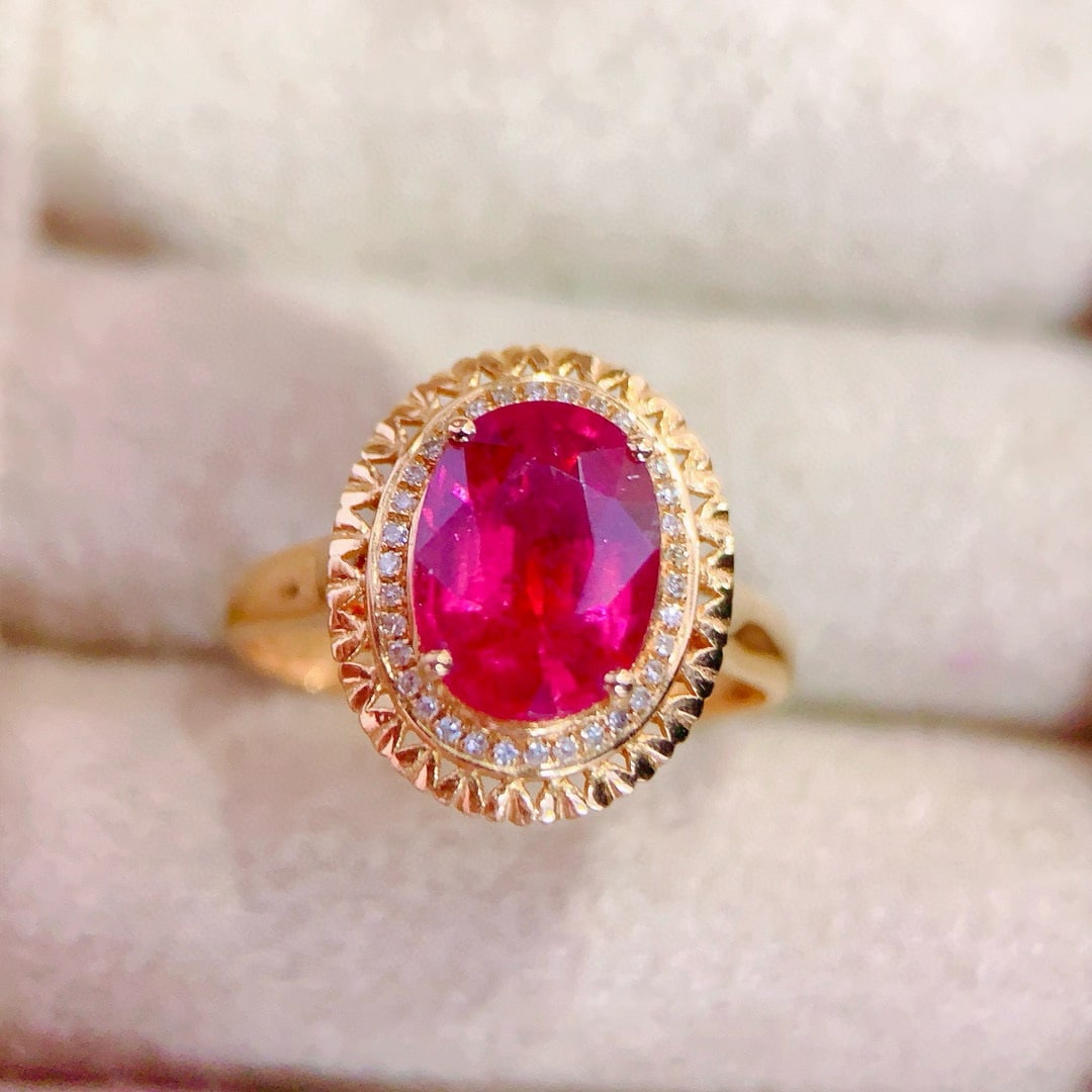 14k Gold 2.4 Ct Natural Tourmaline & Diamond Ring (1 of 7)