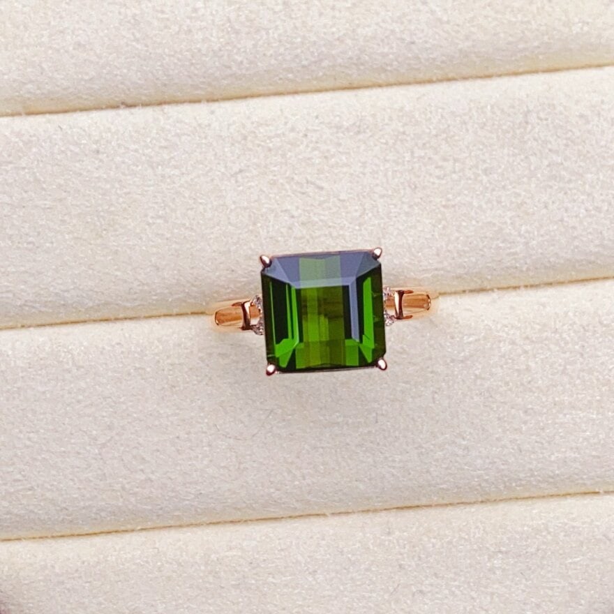 14k Gold 4.13 Ctw Natural Tourmaline & Diamond Ring (1 of 7)