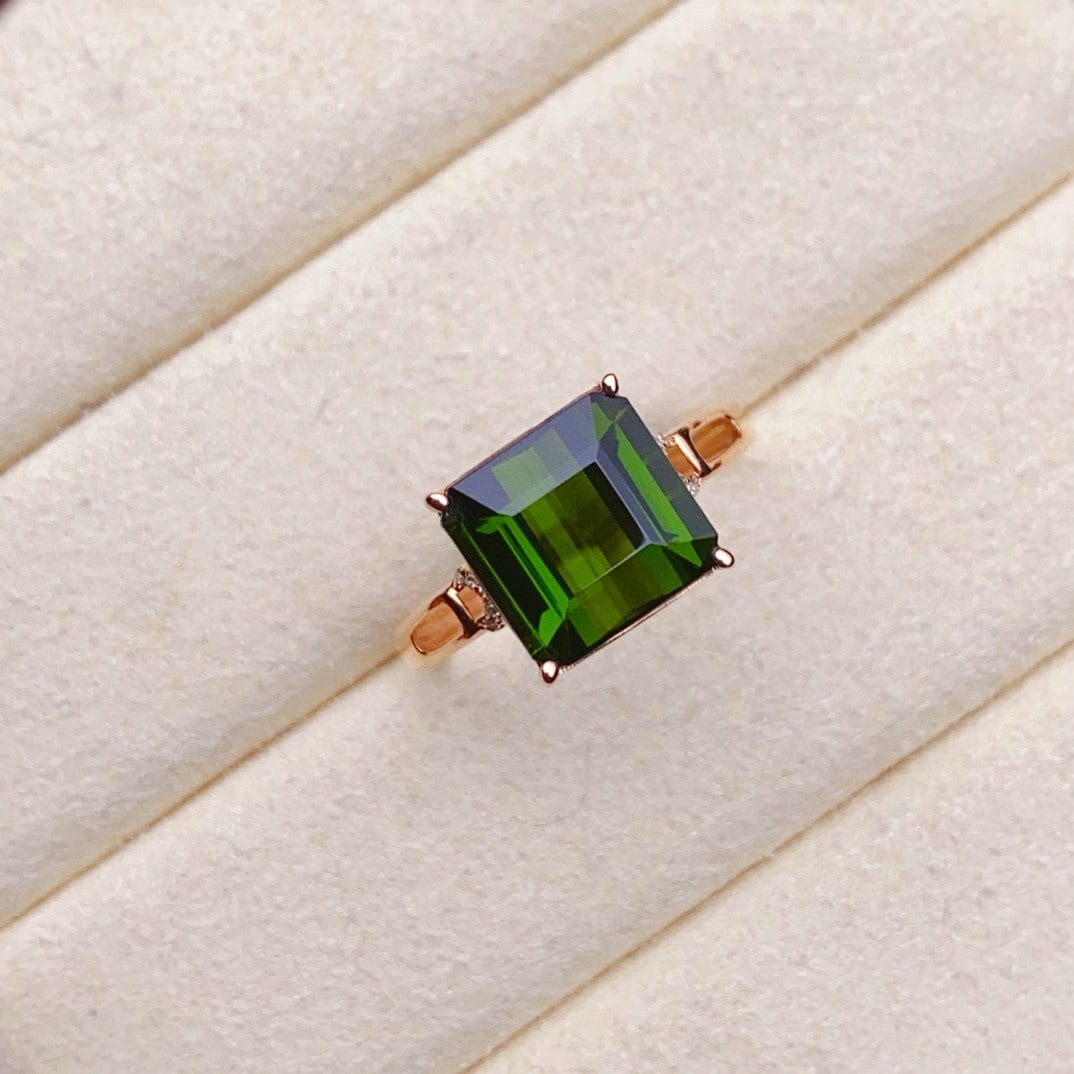 14k Gold 4.13 Ctw Natural Tourmaline & Diamond Ring - 2