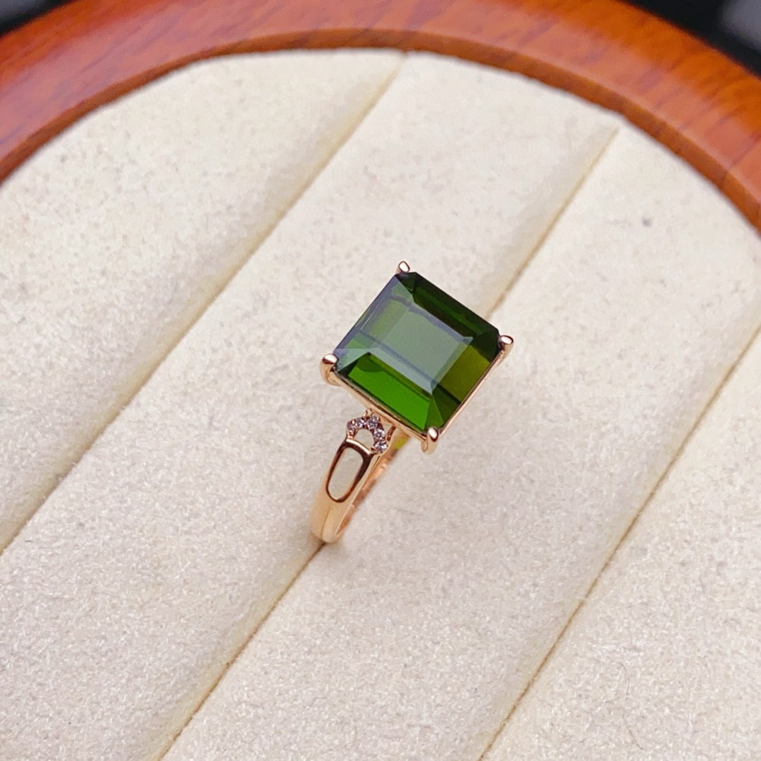 14k Gold 4.13 Ctw Natural Tourmaline & Diamond Ring - 3