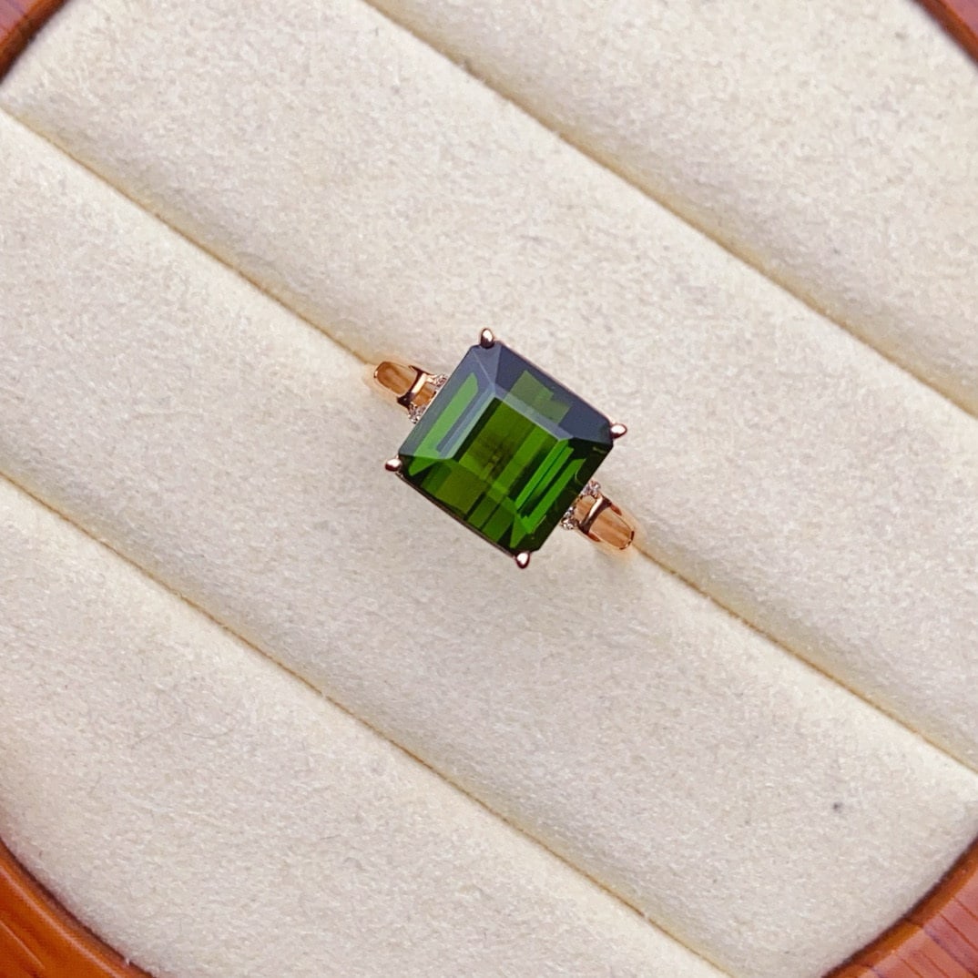 14k Gold 4.13 Ctw Natural Tourmaline & Diamond Ring - 4