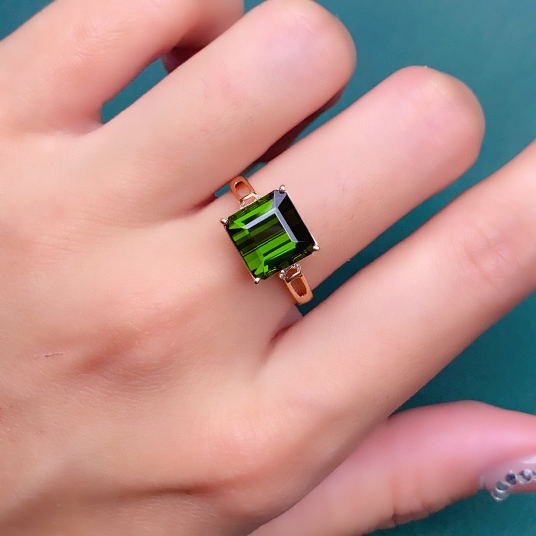 14k Gold 4.13 Ctw Natural Tourmaline & Diamond Ring - 6