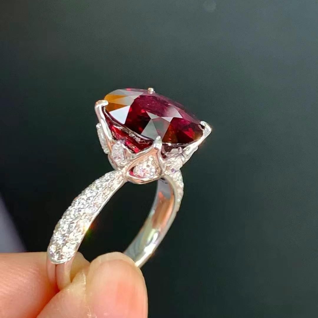 14k Gold 6.25 Ctw Natural Tourmaline & Diamond Ring - 4