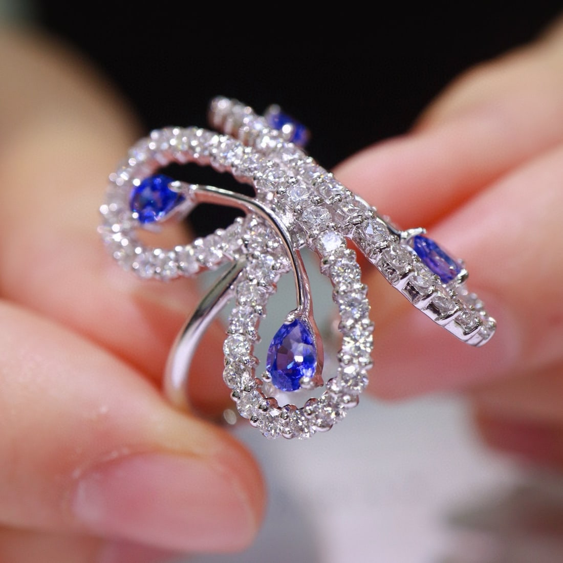 14k Gold 2.81 Ctw Natural Sapphire & Diamond Ring - 4