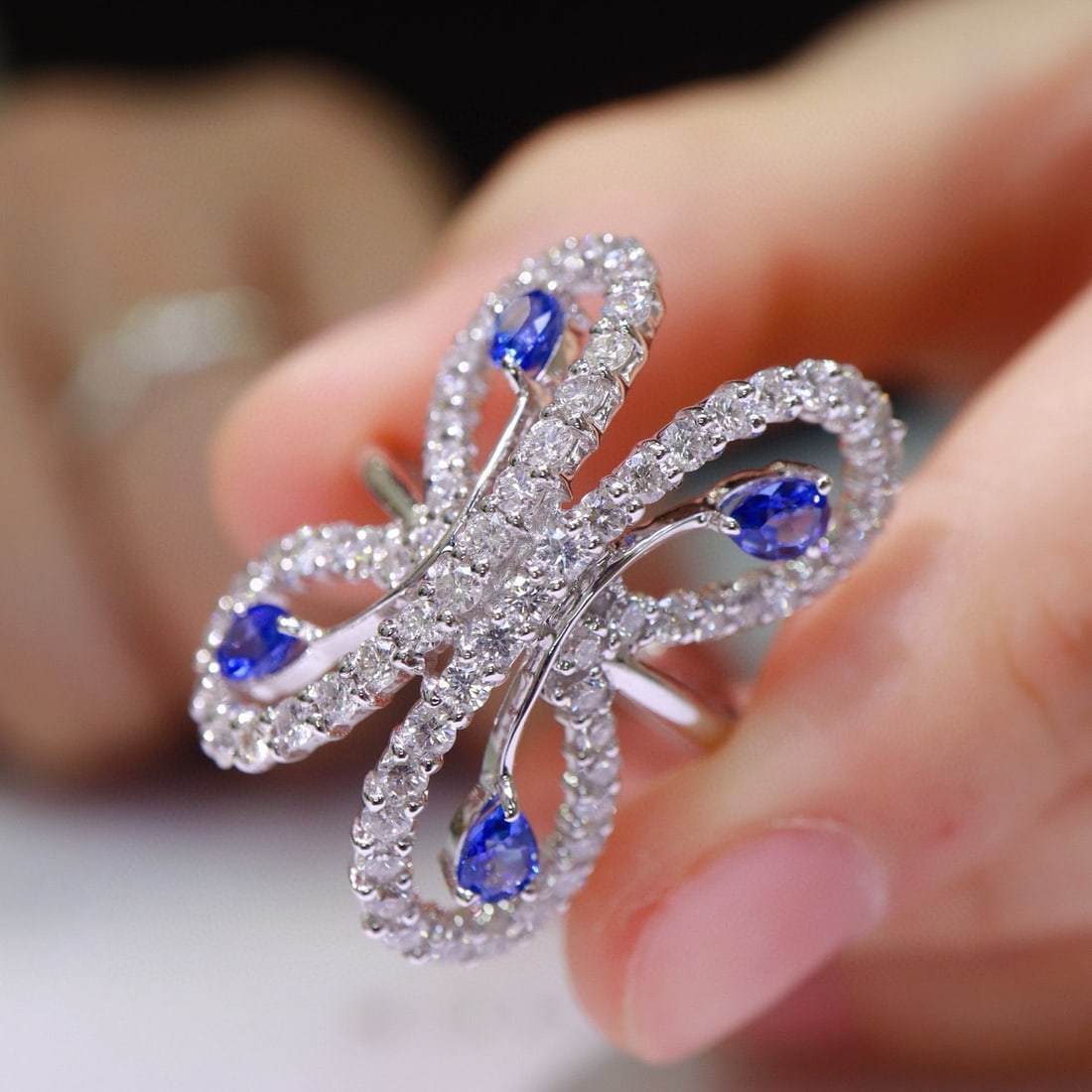 14k Gold 2.81 Ctw Natural Sapphire & Diamond Ring - 5