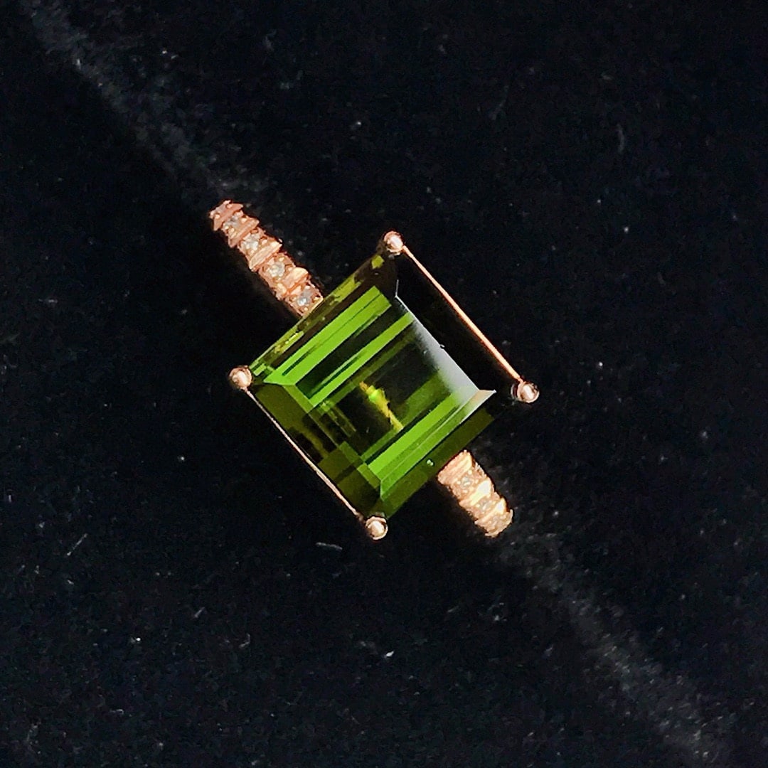 14k Gold 3.58 Ctw Natural Tourmaline & Diamond Ring - 2