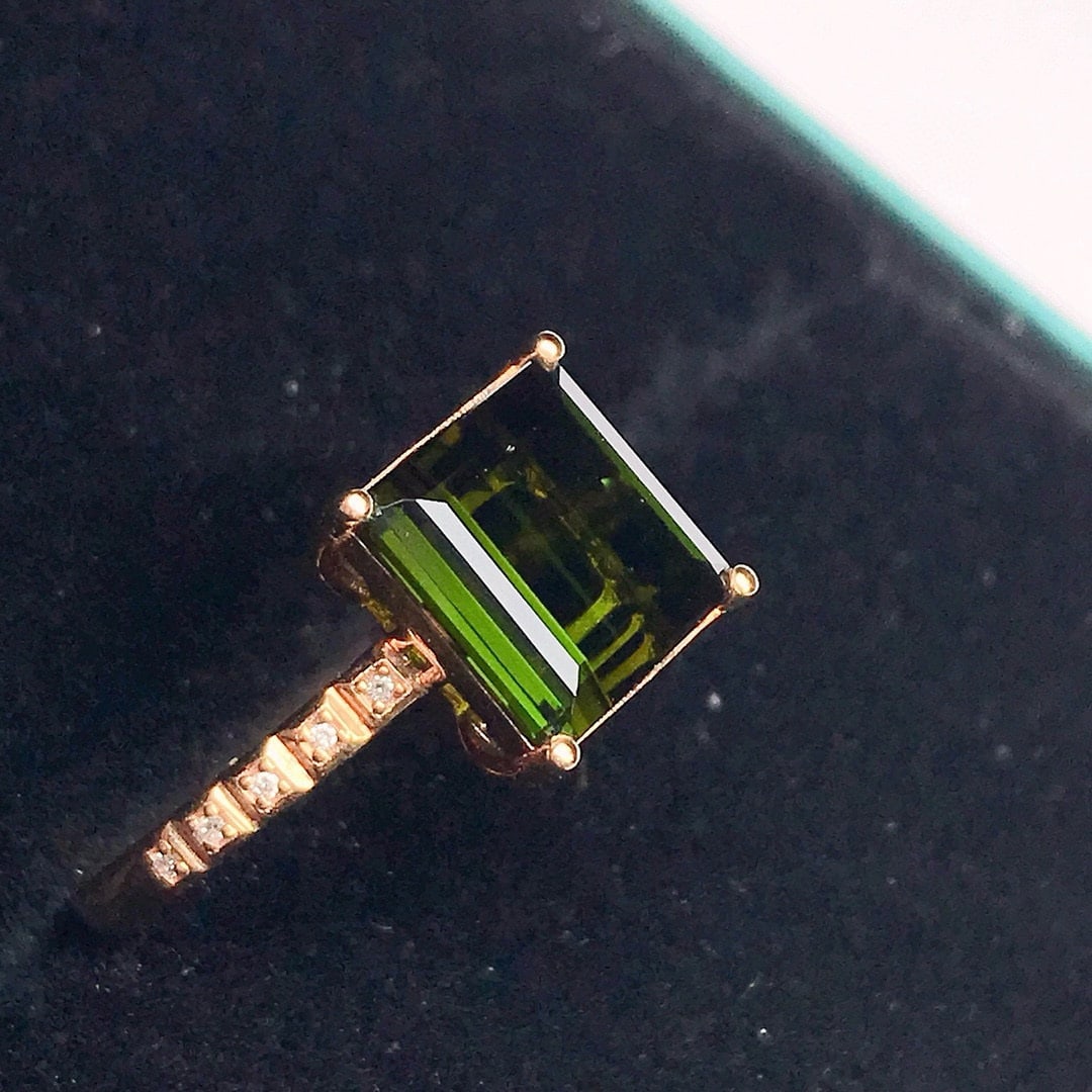 14k Gold 3.58 Ctw Natural Tourmaline & Diamond Ring - 4