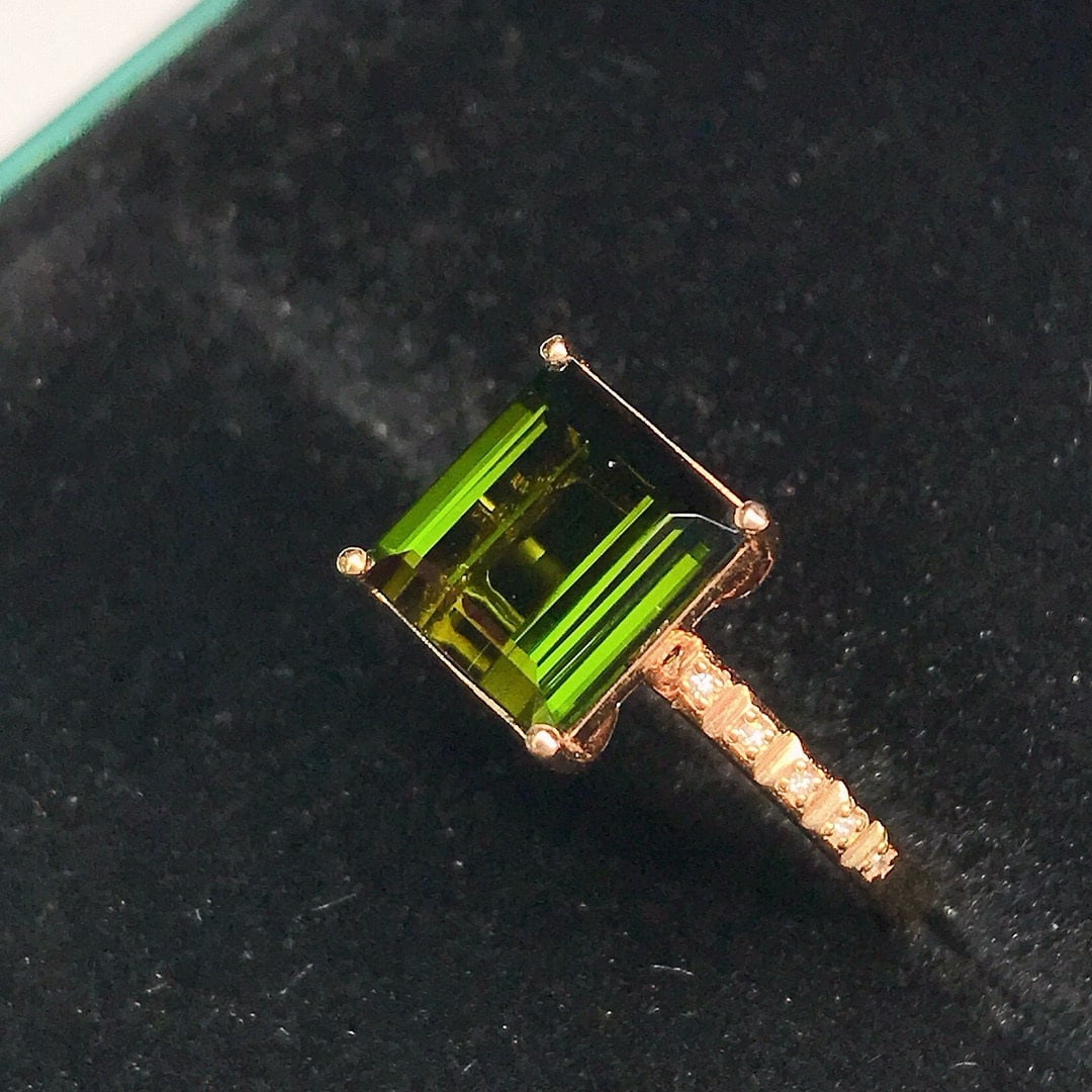 14k Gold 3.58 Ctw Natural Tourmaline & Diamond Ring - 5