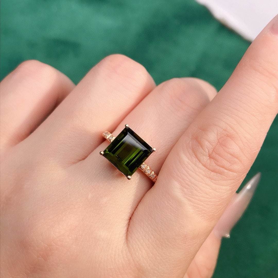 14k Gold 3.58 Ctw Natural Tourmaline & Diamond Ring - 6