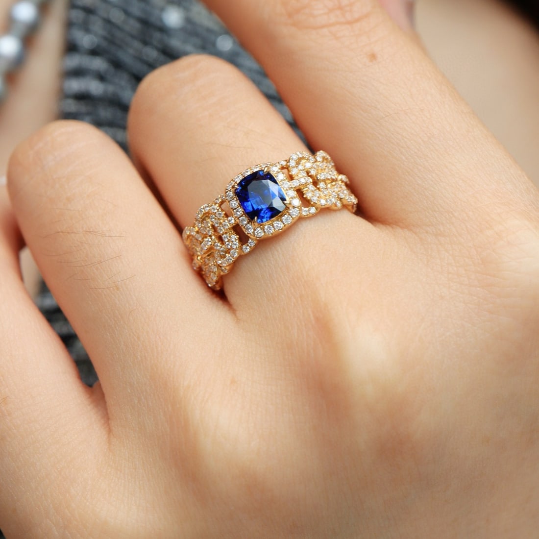 14k Gold 1.12 Ctw Natural Sapphire & Diamond Ring - 3