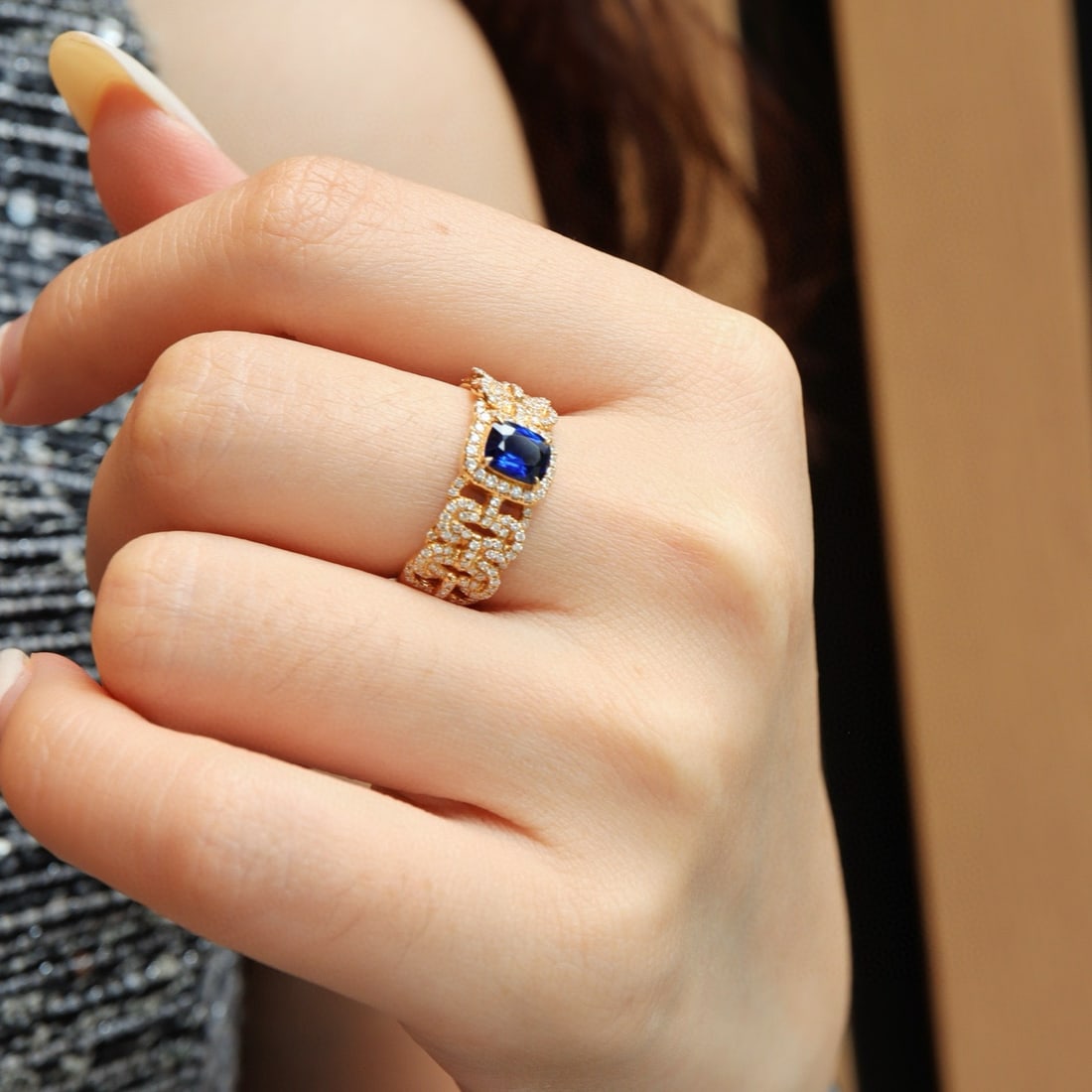 14k Gold 1.12 Ctw Natural Sapphire & Diamond Ring - 5