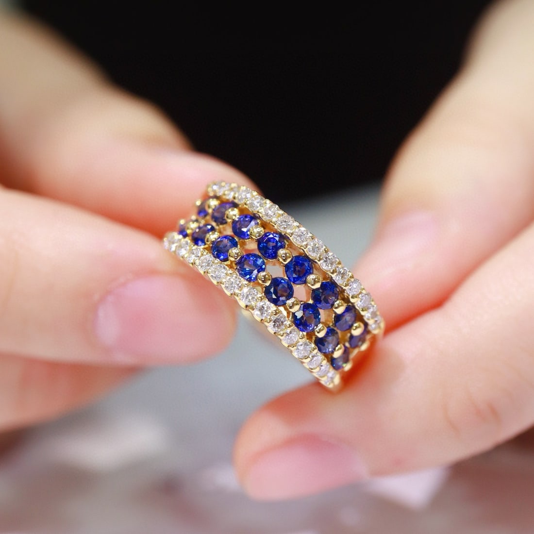 14k Gold 1.54 Ctw Natural Sapphire & Diamond Ring - 2