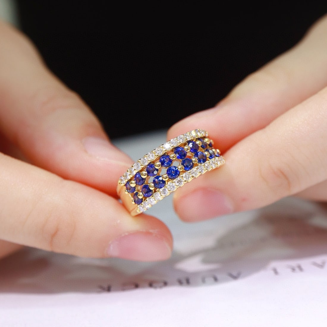 14k Gold 1.54 Ctw Natural Sapphire & Diamond Ring - 5