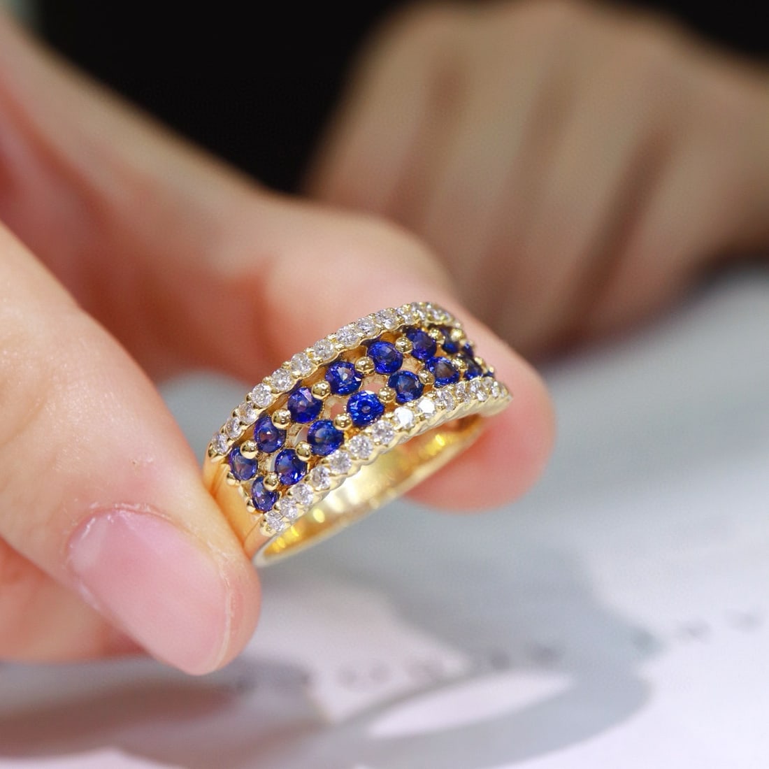 14k Gold 1.54 Ctw Natural Sapphire & Diamond Ring - 8