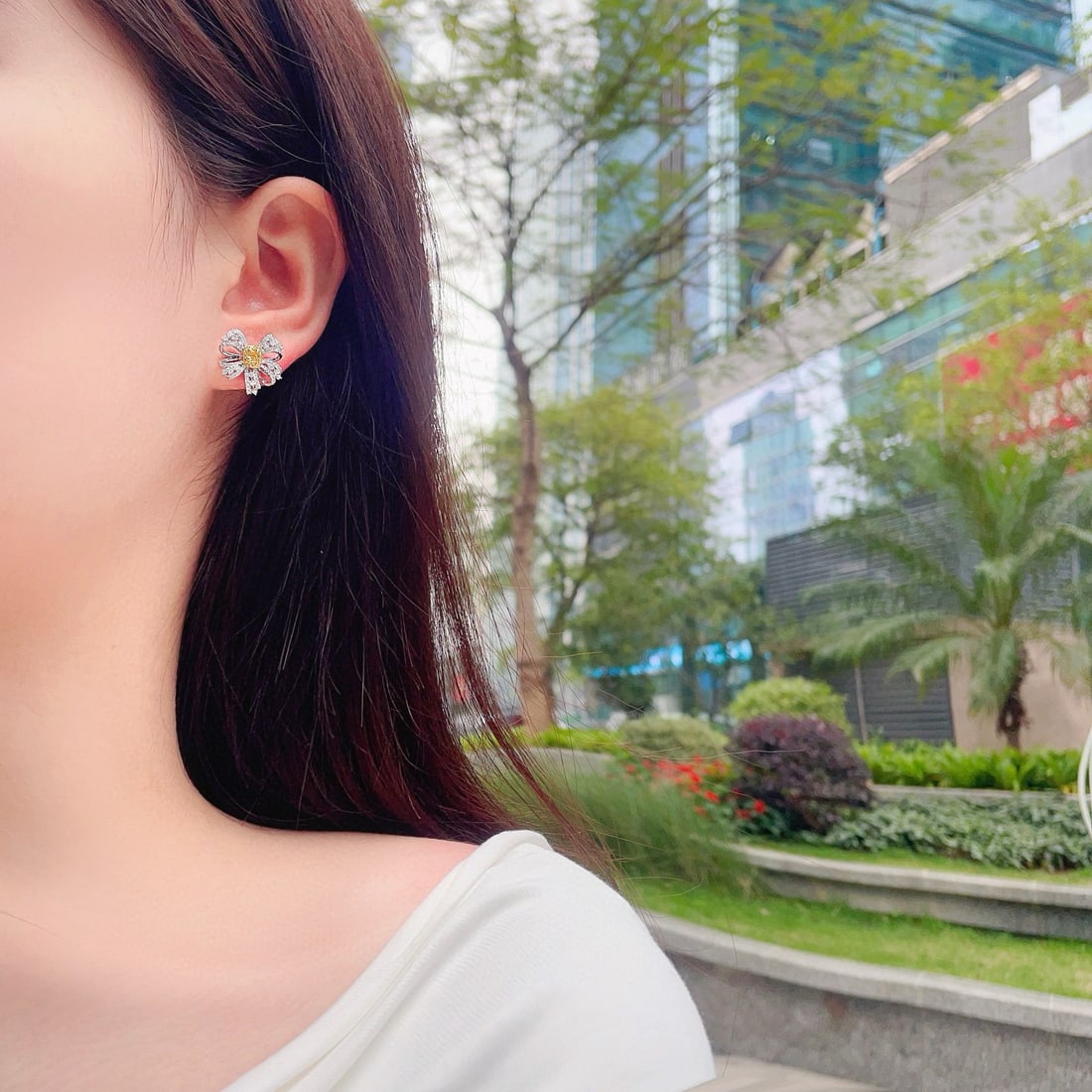 14k Gold 1.24 Ctw Natural Yellow Diamond & Diamond Earrings - 4