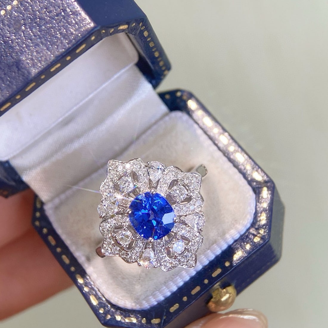 14k Gold 1.98 Ctw Natural Sapphire & Diamond Ring - 2