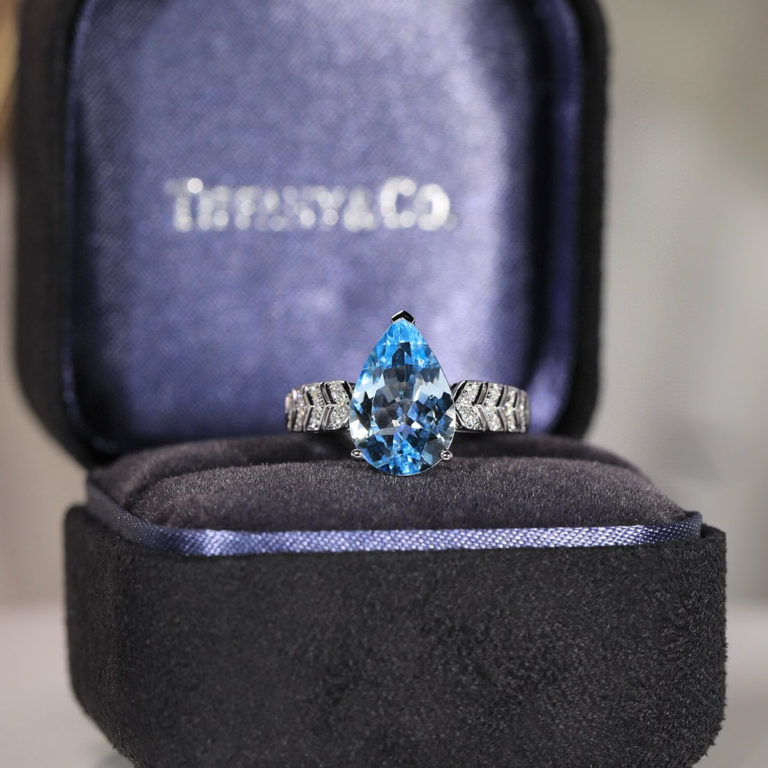 14k Gold 3.20 Ct Natural Aquamarine & Diamond Ring - 7