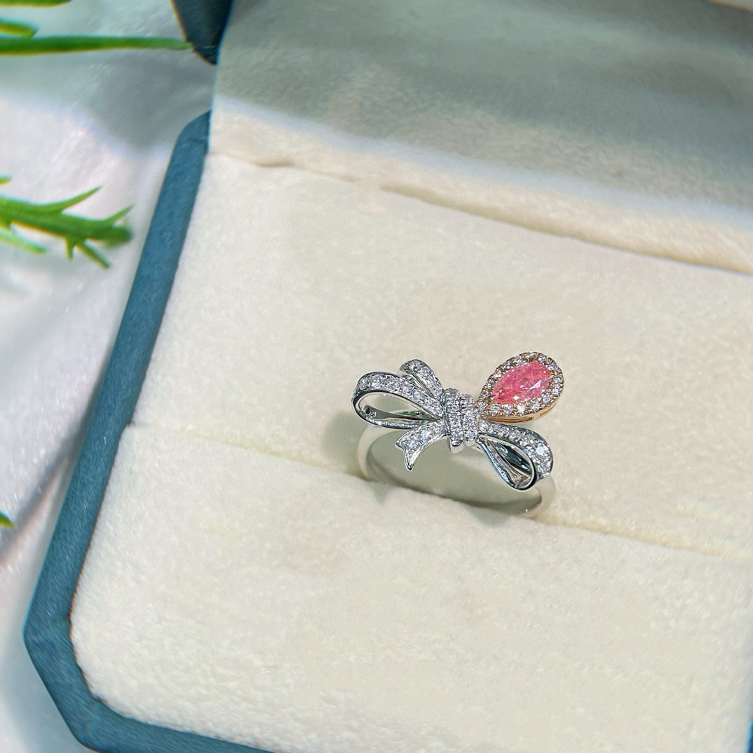 14k Gold 0.60 Ctw Natural Pink Diamond & Diamond Ring - 3