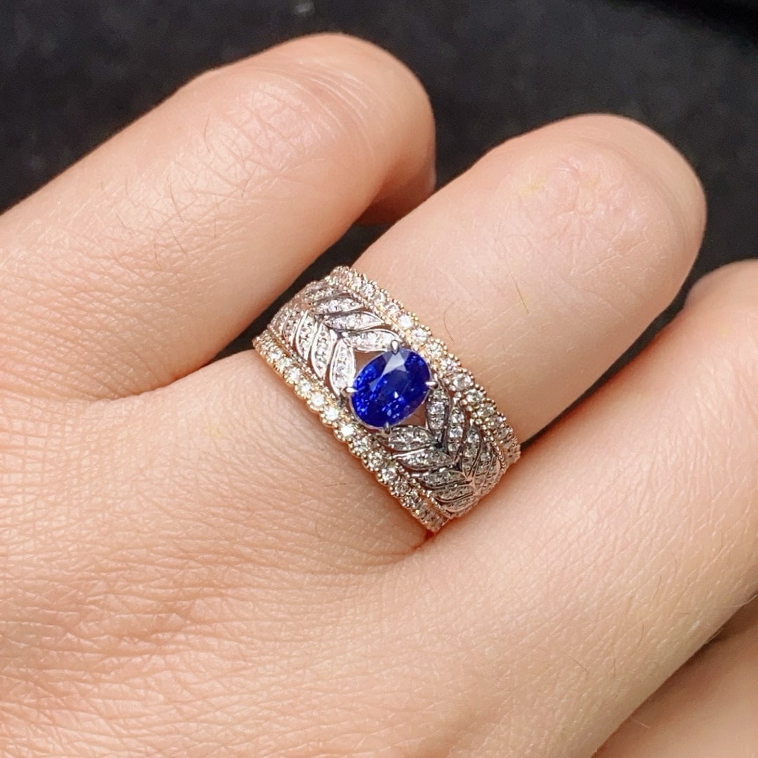 14k Gold 1.75 Ctw Natural Sapphire & Diamond Ring - 2
