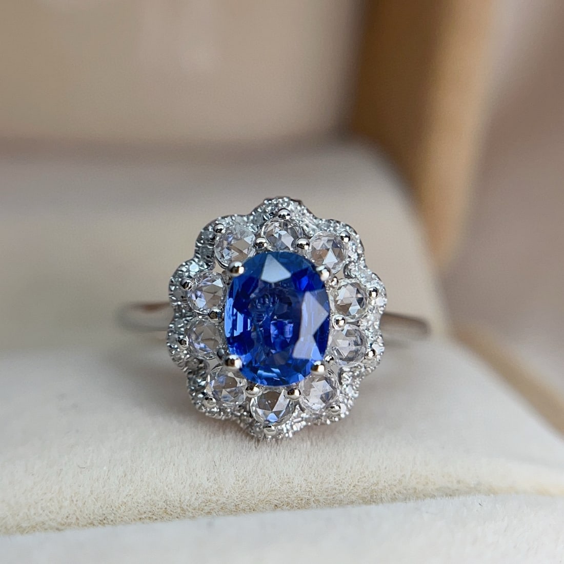 14k Gold 1.00 Ct Natural Sapphire & Diamond & Sapphire Ring/pendant( Without Chain ) (1 of 7)