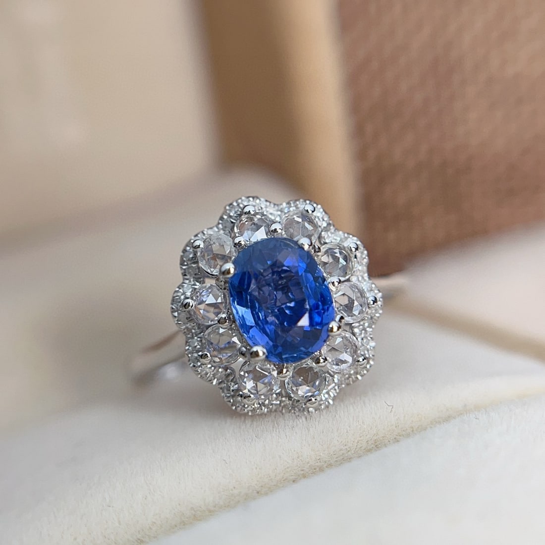 14k Gold 1.00 Ct Natural Sapphire & Diamond & Sapphire Ring/pendant( Without Chain ) - 2