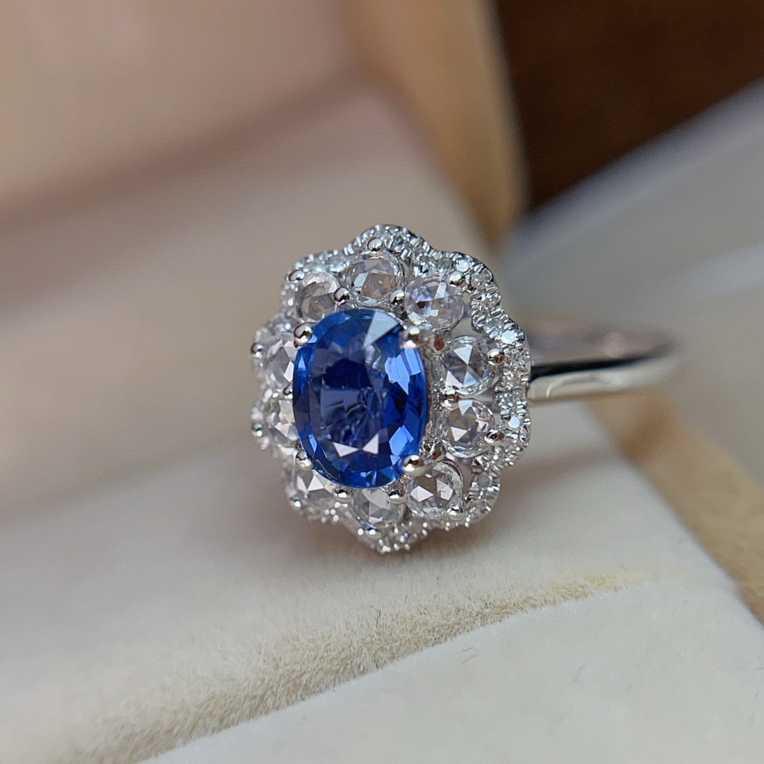 14k Gold 1.00 Ct Natural Sapphire & Diamond & Sapphire Ring/pendant( Without Chain ) - 3