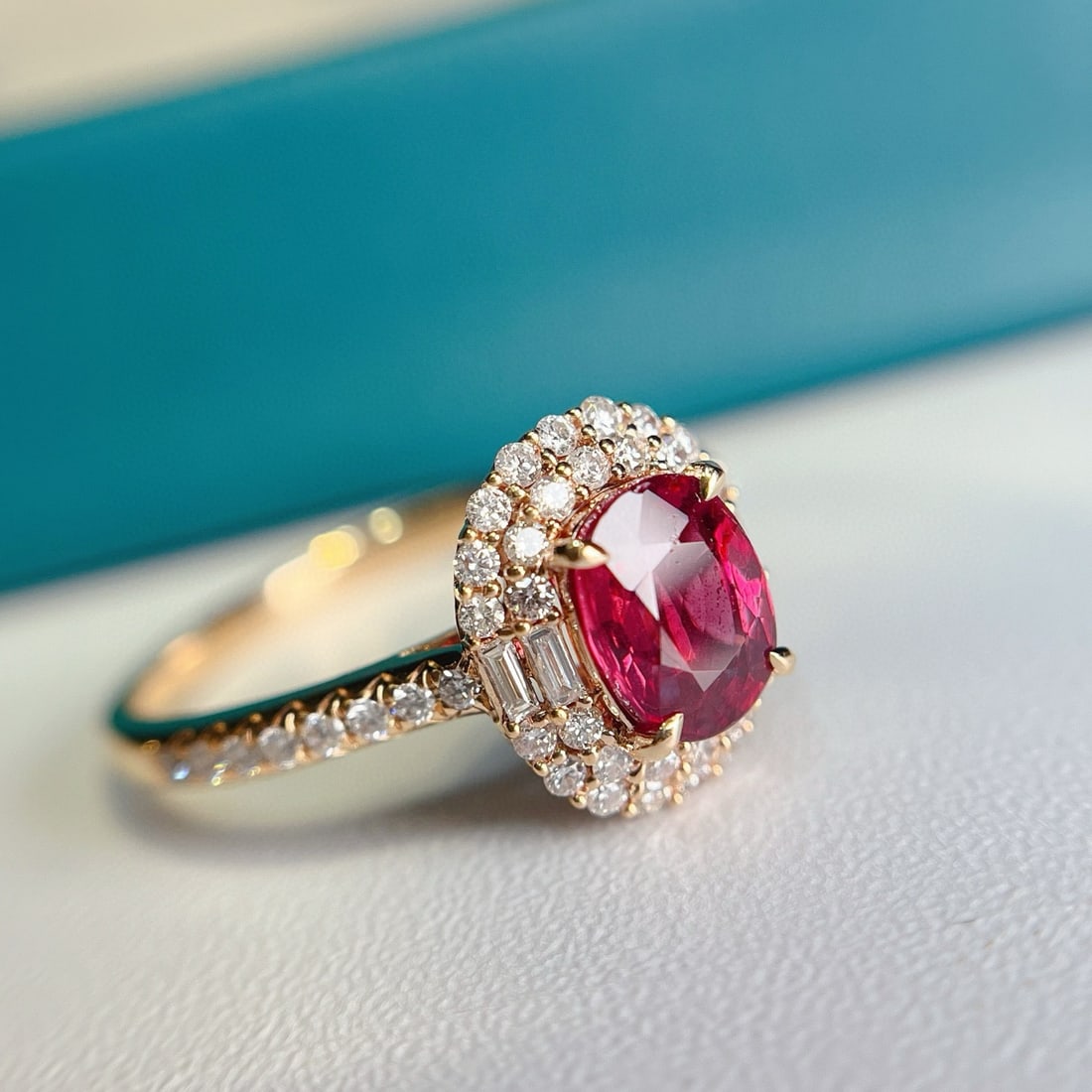 14k Gold 1.15 Ct Natural Ruby & Diamond Ring - 5