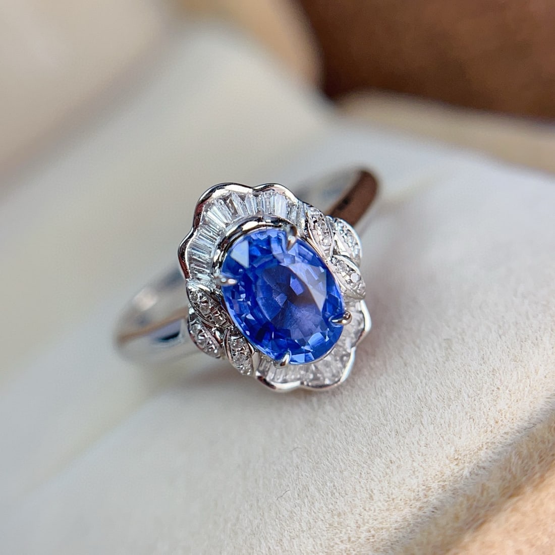 14k Gold 1.20 Ct Natural Sapphire & Diamond Ring - 3