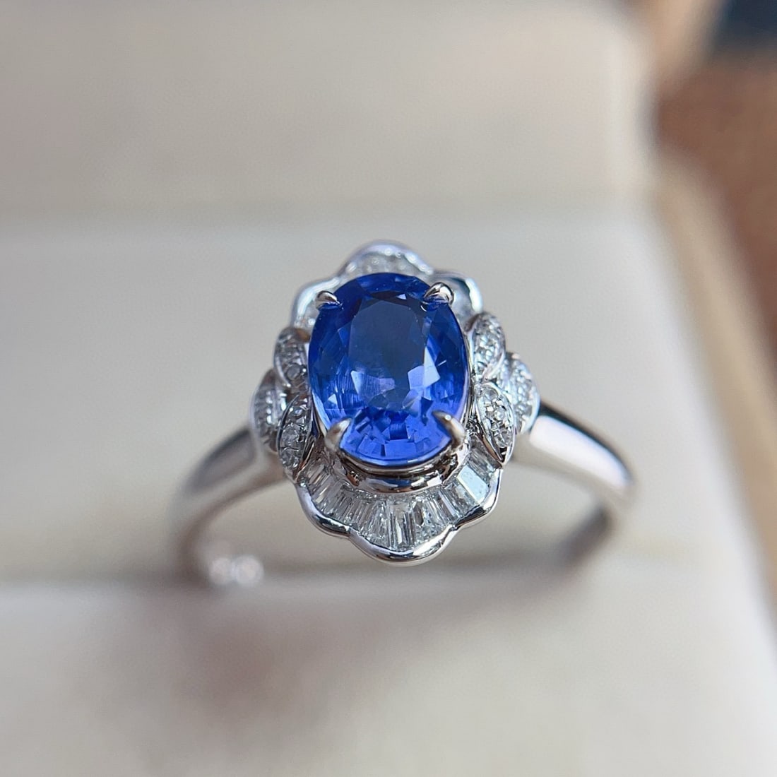 14k Gold 1.20 Ct Natural Sapphire & Diamond Ring - 5