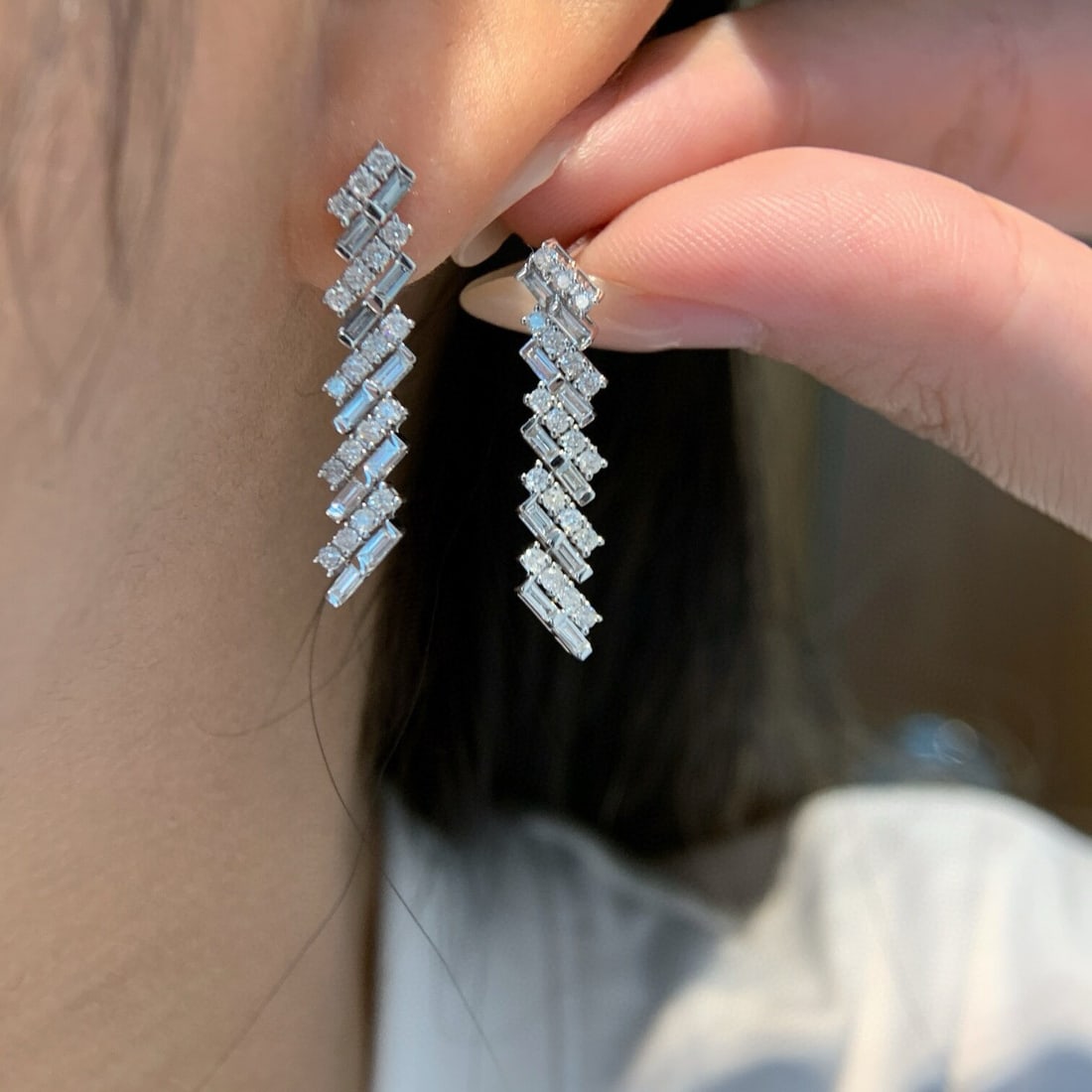 14k Gold 1 Ct Natural H Diamond Earrings - 2