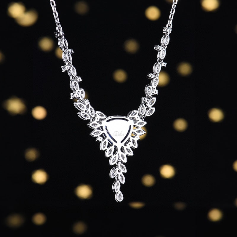 14k Gold 2.72 Ctw Vivid Blue Natural Sapphire & Diamond Necklace - 4