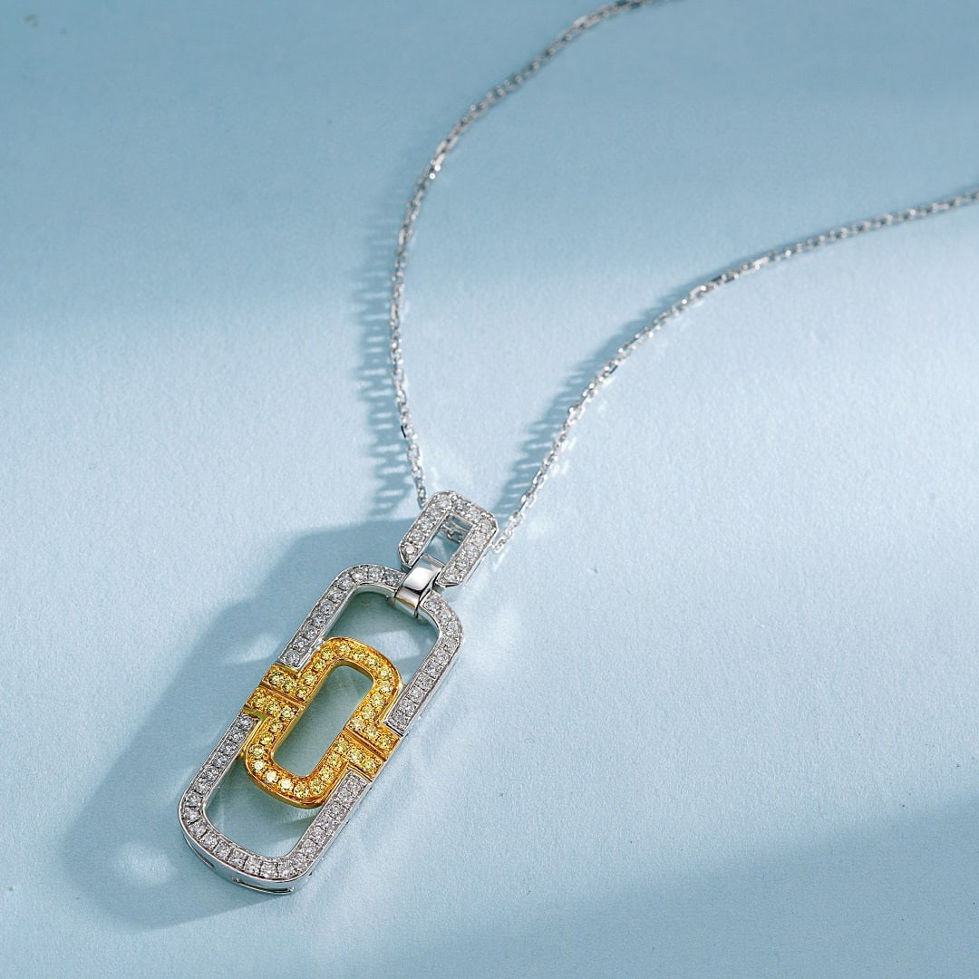 14k Gold 0.39 Ctw Natural Yellow Diamond & Diamond Necklace - 4