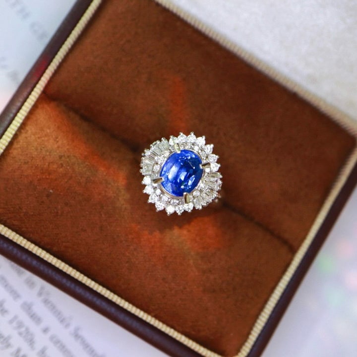 14k Gold 3.18 Ctw Natural Sapphire & Diamond Ring - 4