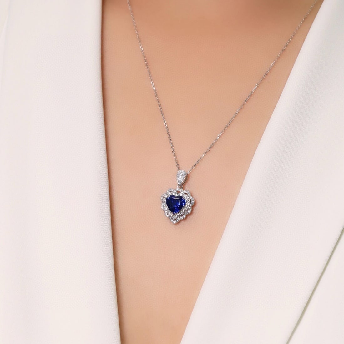 14k Gold 2.00 Ctw Natural Sapphire & Diamond Pendant( Without Chain ) - 6