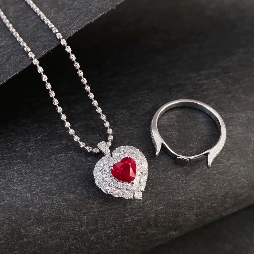 14k Gold 2.34 Ctw Natural Ruby & Diamond Ring/pendant( Without Chain ) - 5