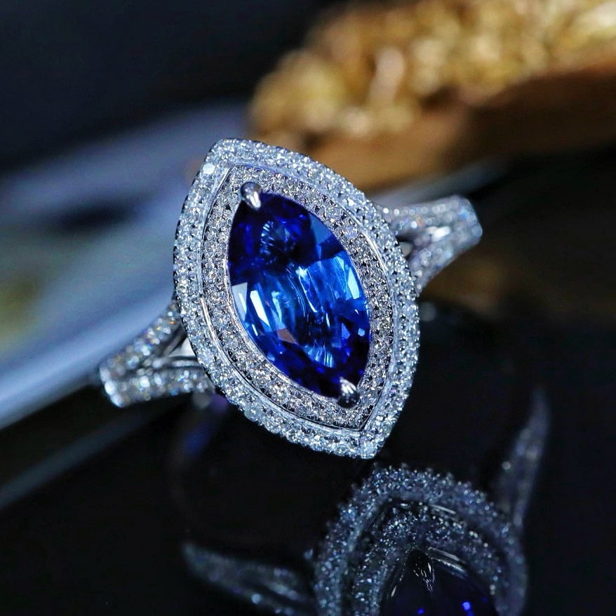 14k Gold 1.51 Ctw Natural Sapphire & Diamond Ring - 2