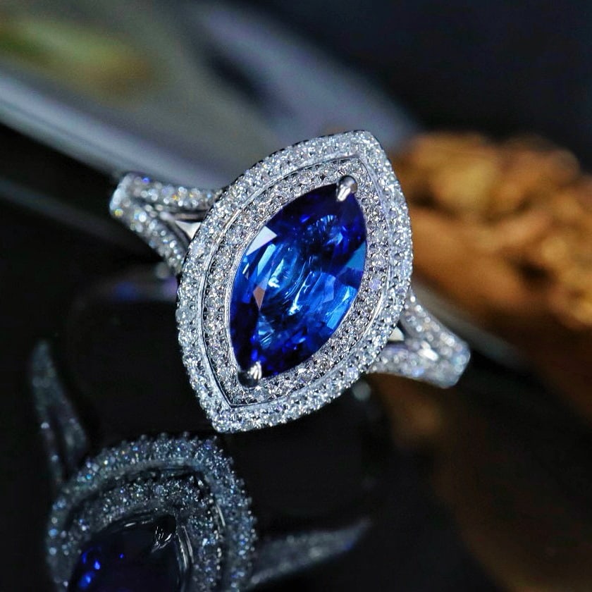 14k Gold 1.51 Ctw Natural Sapphire & Diamond Ring - 3