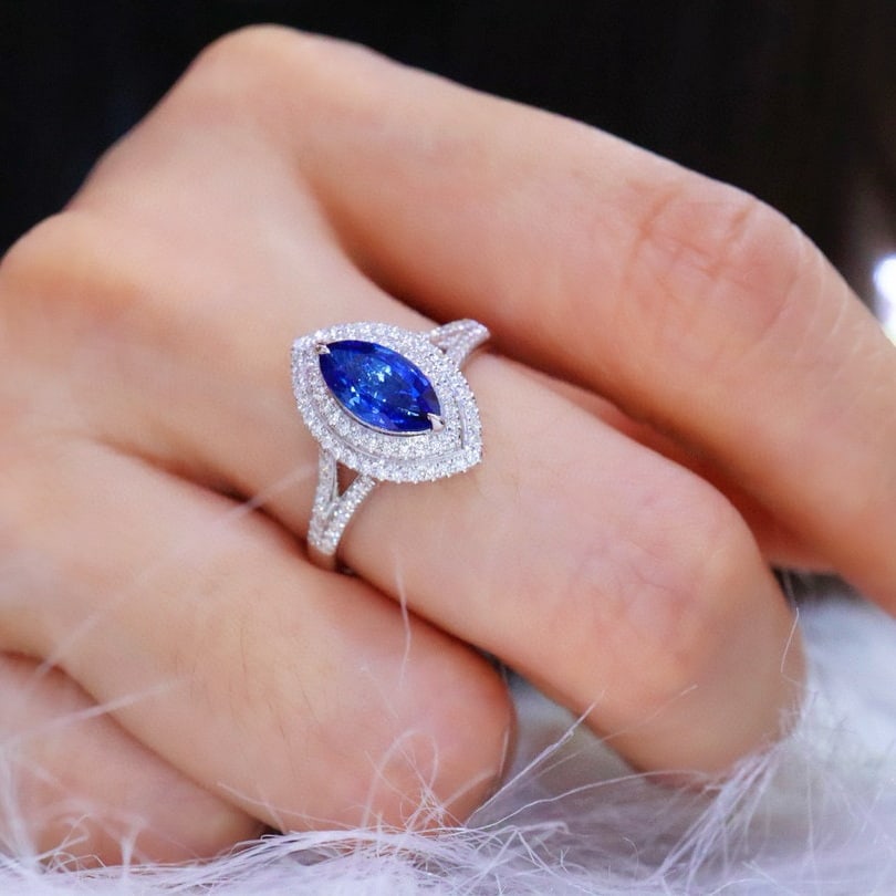 14k Gold 1.51 Ctw Natural Sapphire & Diamond Ring - 5