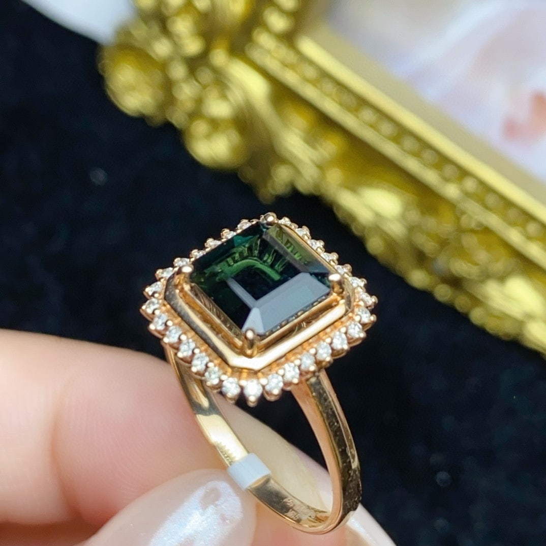14k Gold 1.75 Ctw Natural Tourmaline & Diamond Ring - 4