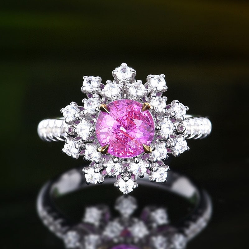 14k Gold 1.61 Ctw Natural Sapphire & Diamond Ring/pendant( Without Chain ): Ref:230950216 // gold content:14k gold // ring size:7. 25us // // main gemstone:sapphire // shape:round // carat weight:1. 58ct // color:pink // treatment:natural // cut grade:g // // adjacent