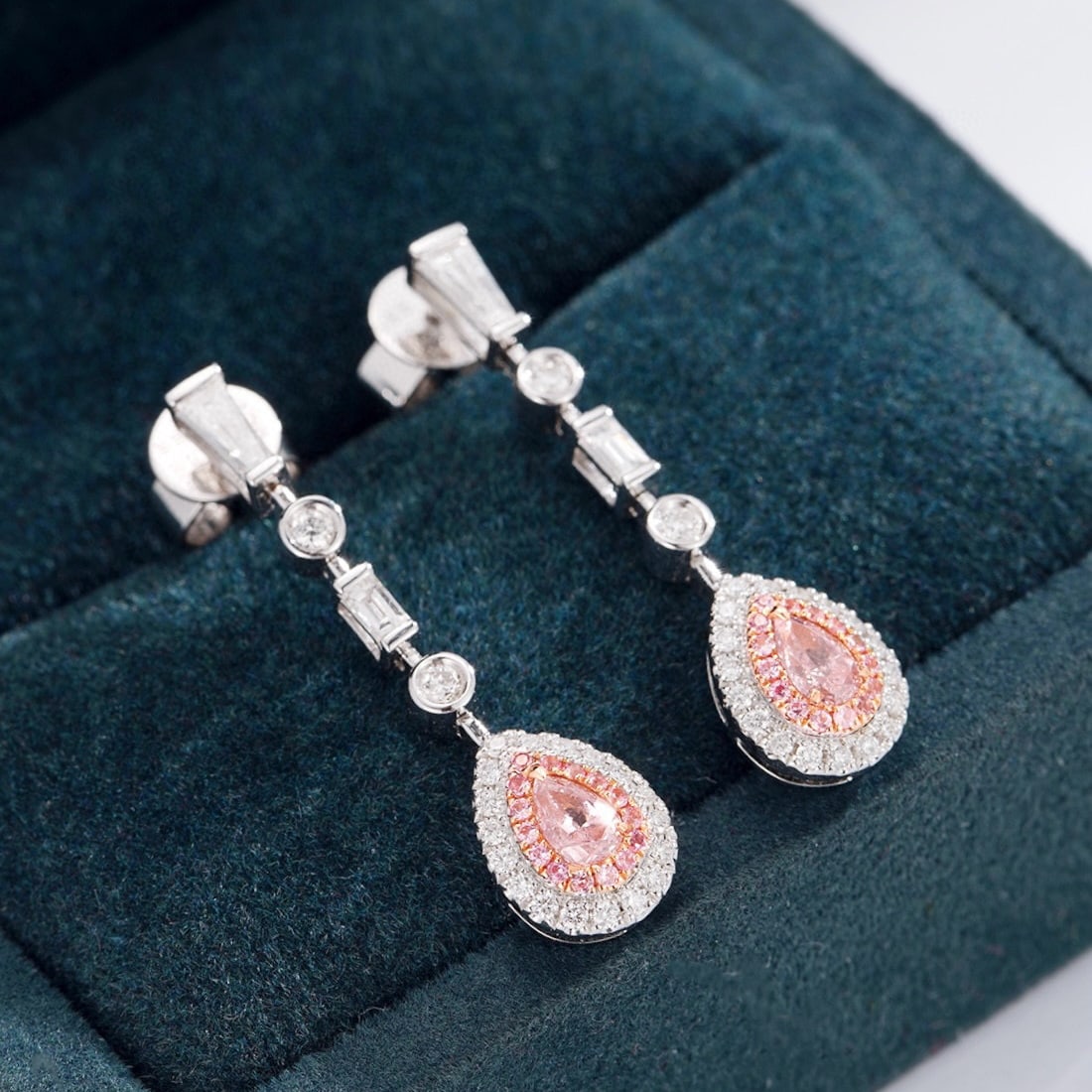 14k Gold 1.05 Ctw Natural Pink Diamond & Diamond Earrings - 2