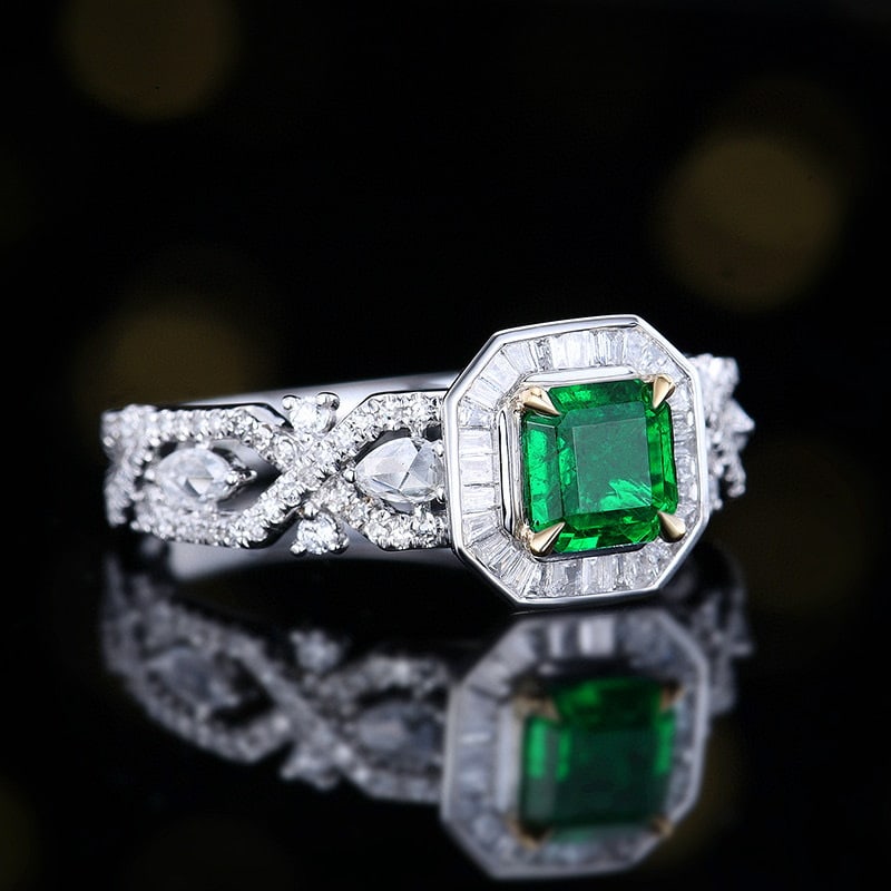 14k Gold 1.16 Ctw Vivid Green Natural Emerald & Diamond Ring - 3