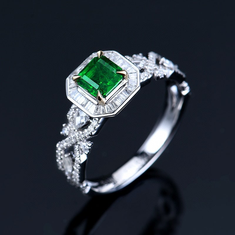 14k Gold 1.16 Ctw Vivid Green Natural Emerald & Diamond Ring - 4