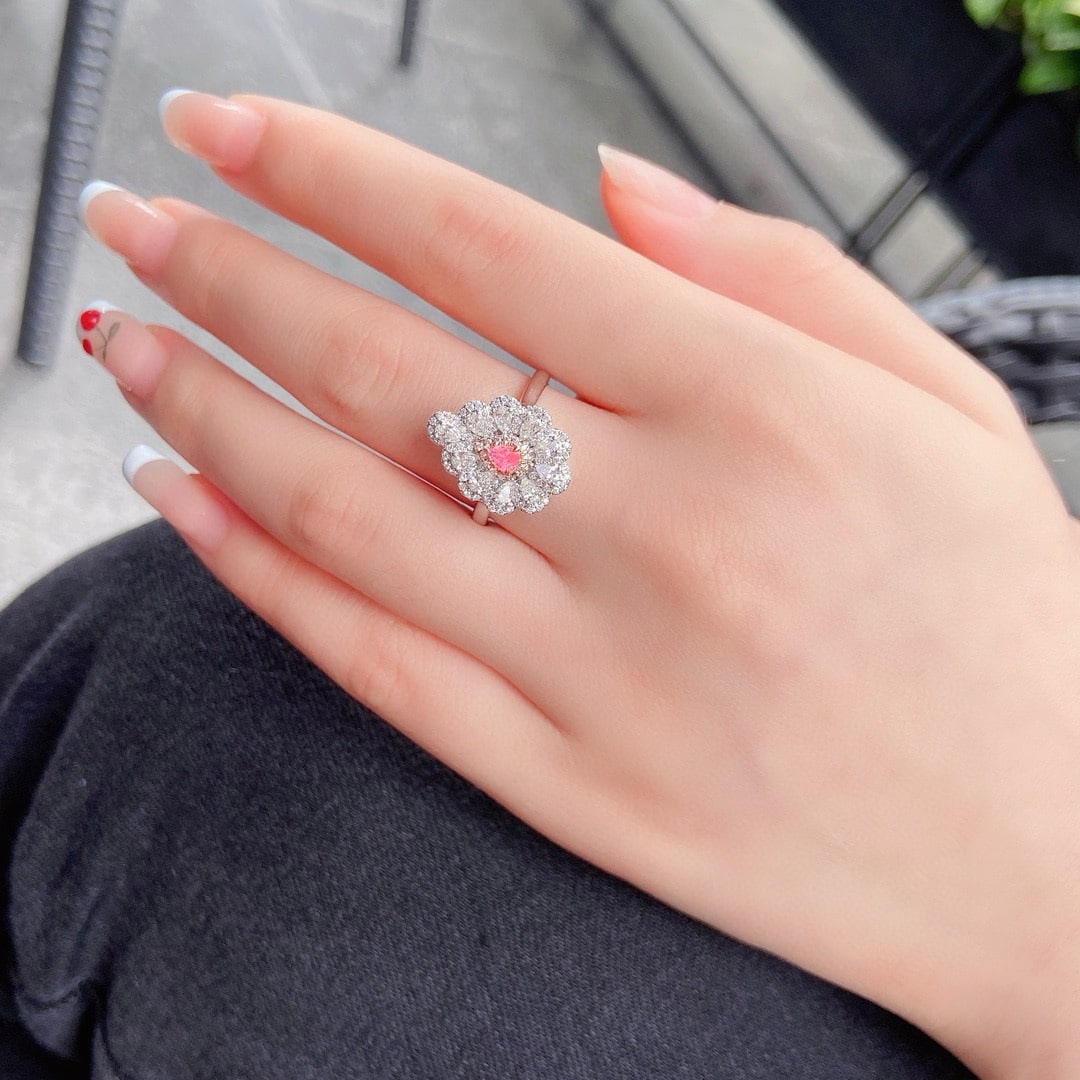 14k Gold 0.79 Ctw Natural Pink Diamond & Diamond Ring - 3