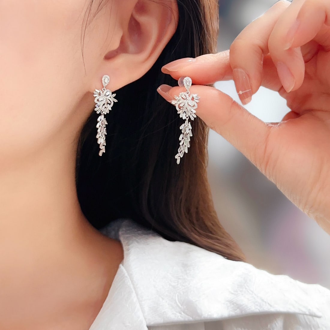 14k Gold 1 Ct Natural H Diamond Earrings - 2