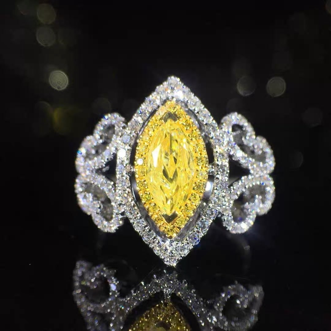14k Gold 1.07 Ctw Natural Yellow Diamond & Diamond Ring (1 of 4)