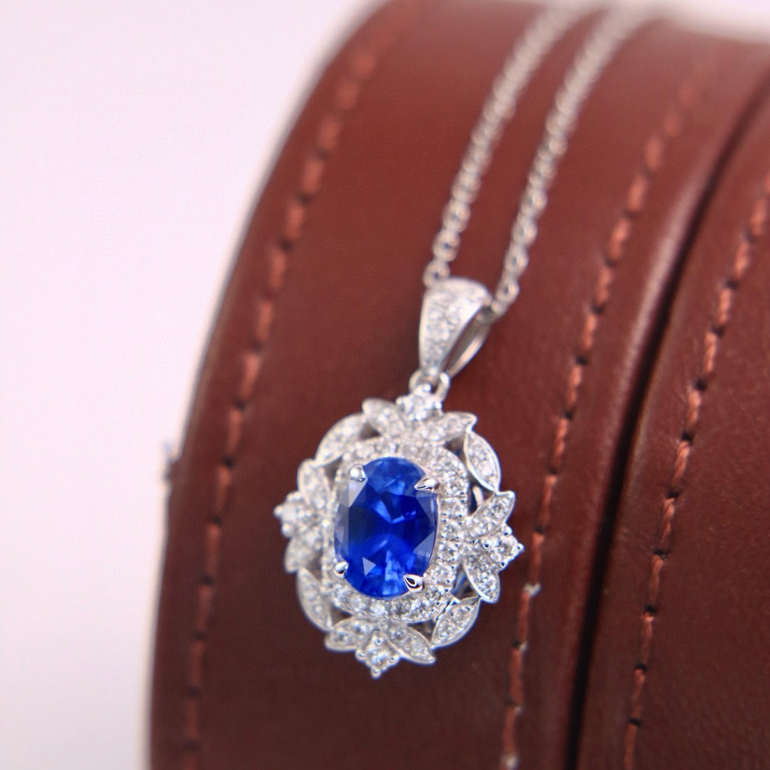 14k Gold 1.33 Ctw Natural Sapphire & Diamond Pendant( Without Chain ) - 5