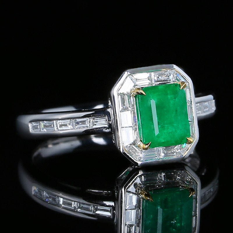 14k Gold 1.42 Ctw Vivid Green Natural Emerald & Diamond Ring - 3