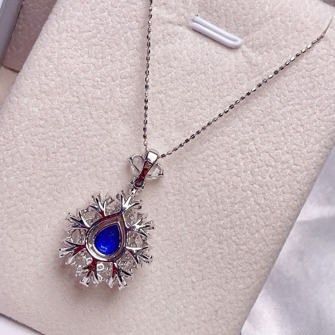 14k Gold 2.45 Ctw Natural Sapphire & Diamond Pendant( Without Chain ) - 4