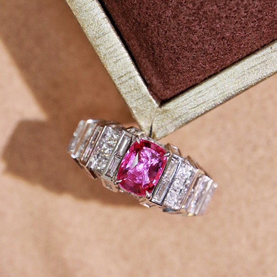 14k Gold 2.54 Ctw Natural Padparadscha Sapphire & Diamond Ring (1 of 7)